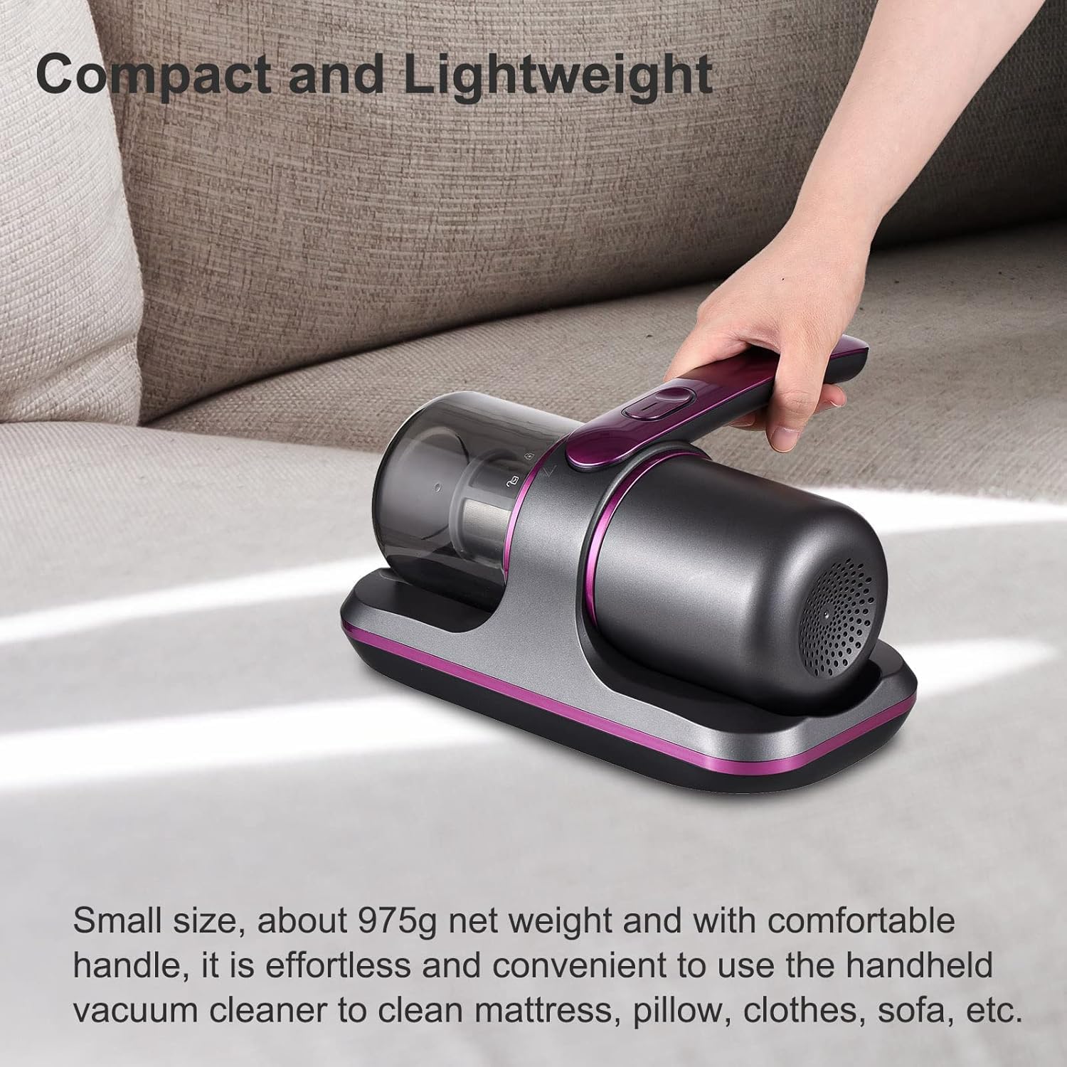 Compact Mattress Vacuum Cleaner – 100W Handheld Cordless with UV Light, 8000Pa Suction, and 250ml Dust Collection mobile detail 3