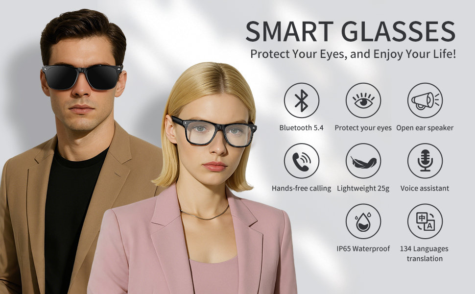 AI Smart Translation Glasses with Color-Changing Lenses & Built-In Speakers for Travel, Meetings and Business mobile detail 1