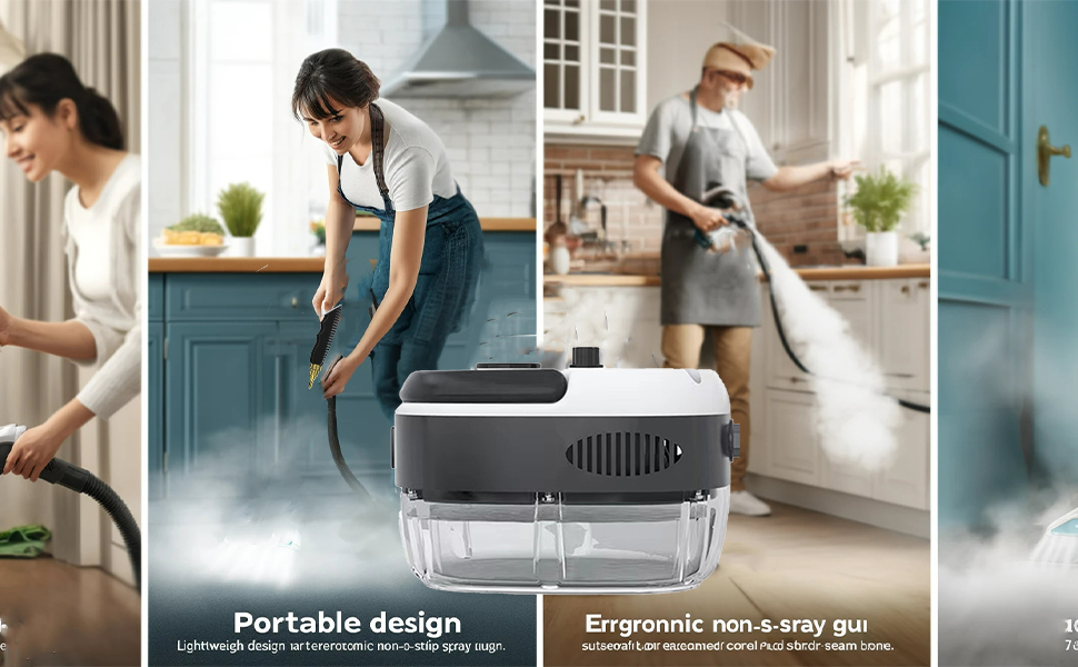 2500W Portable High-Pressure Steam Cleaner for AC, Kitchen, Car & Floor Cleaning – White mobile detail 2