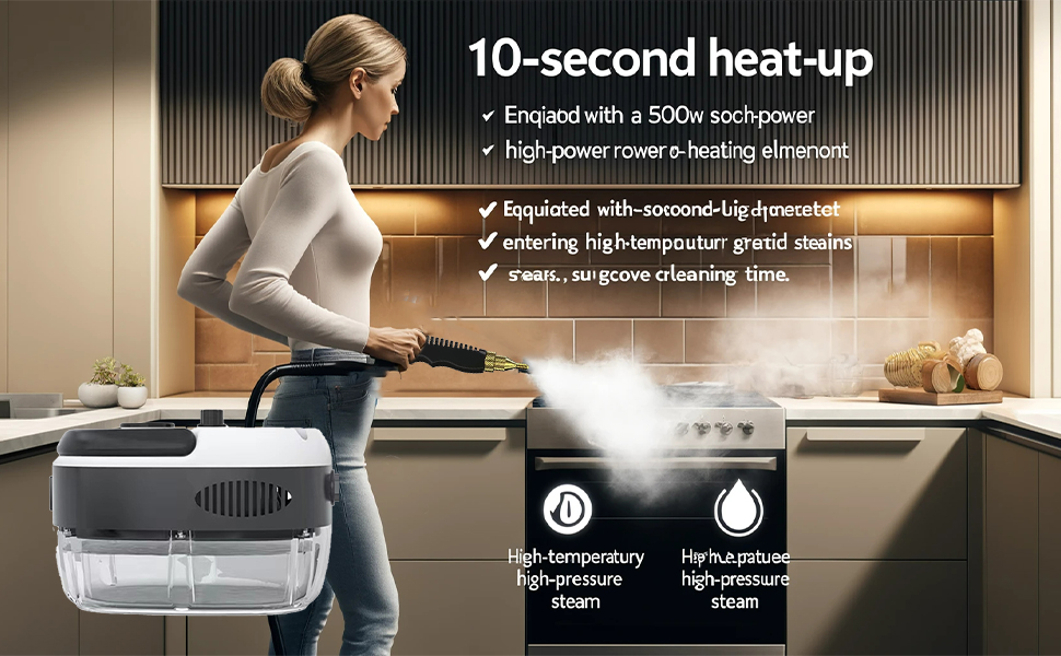 2500W Portable High-Pressure Steam Cleaner for AC, Kitchen, Car & Floor Cleaning – White mobile detail 3