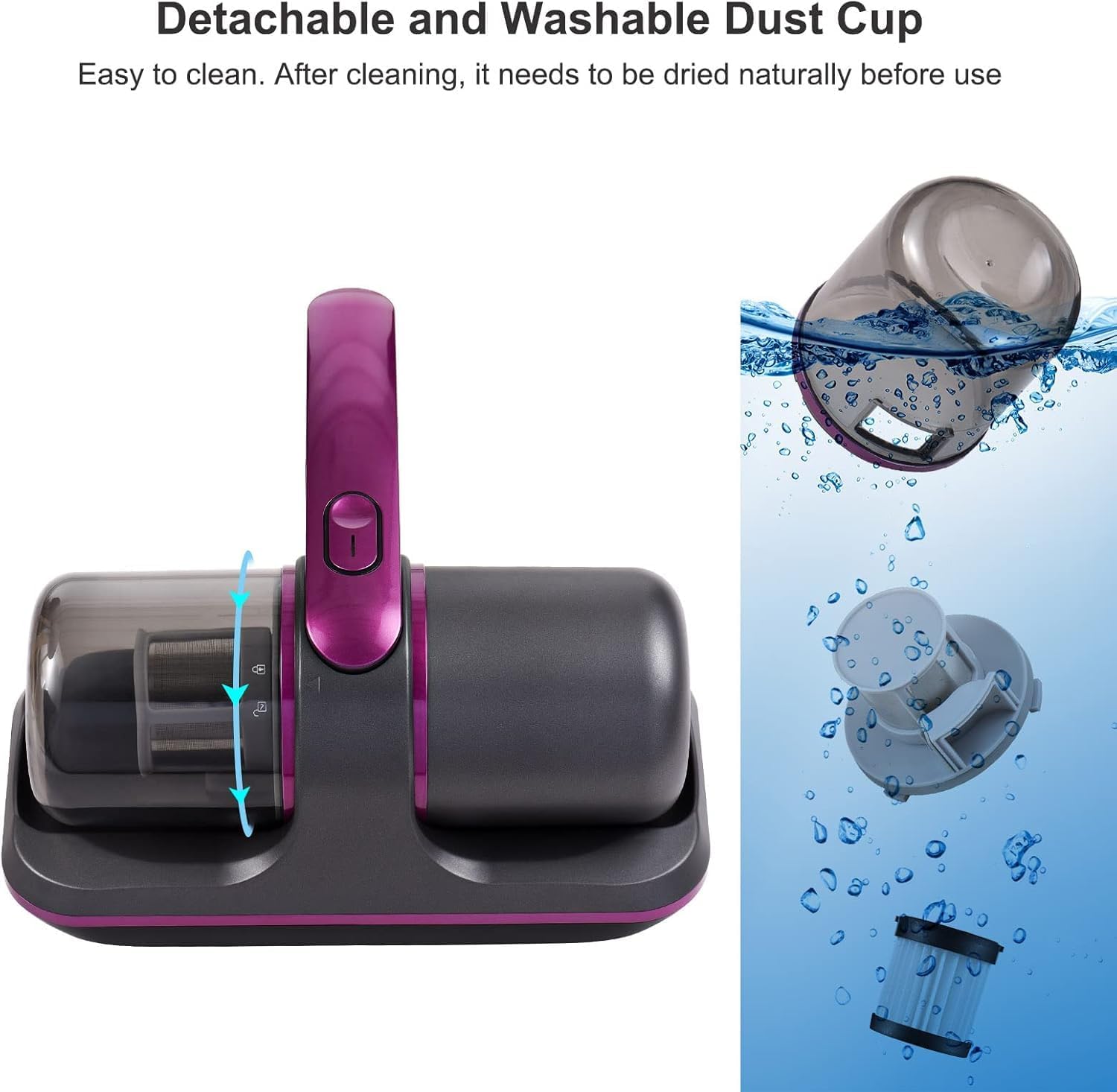Compact Mattress Vacuum Cleaner – 100W Handheld Cordless with UV Light, 8000Pa Suction, and 250ml Dust Collection mobile detail 4