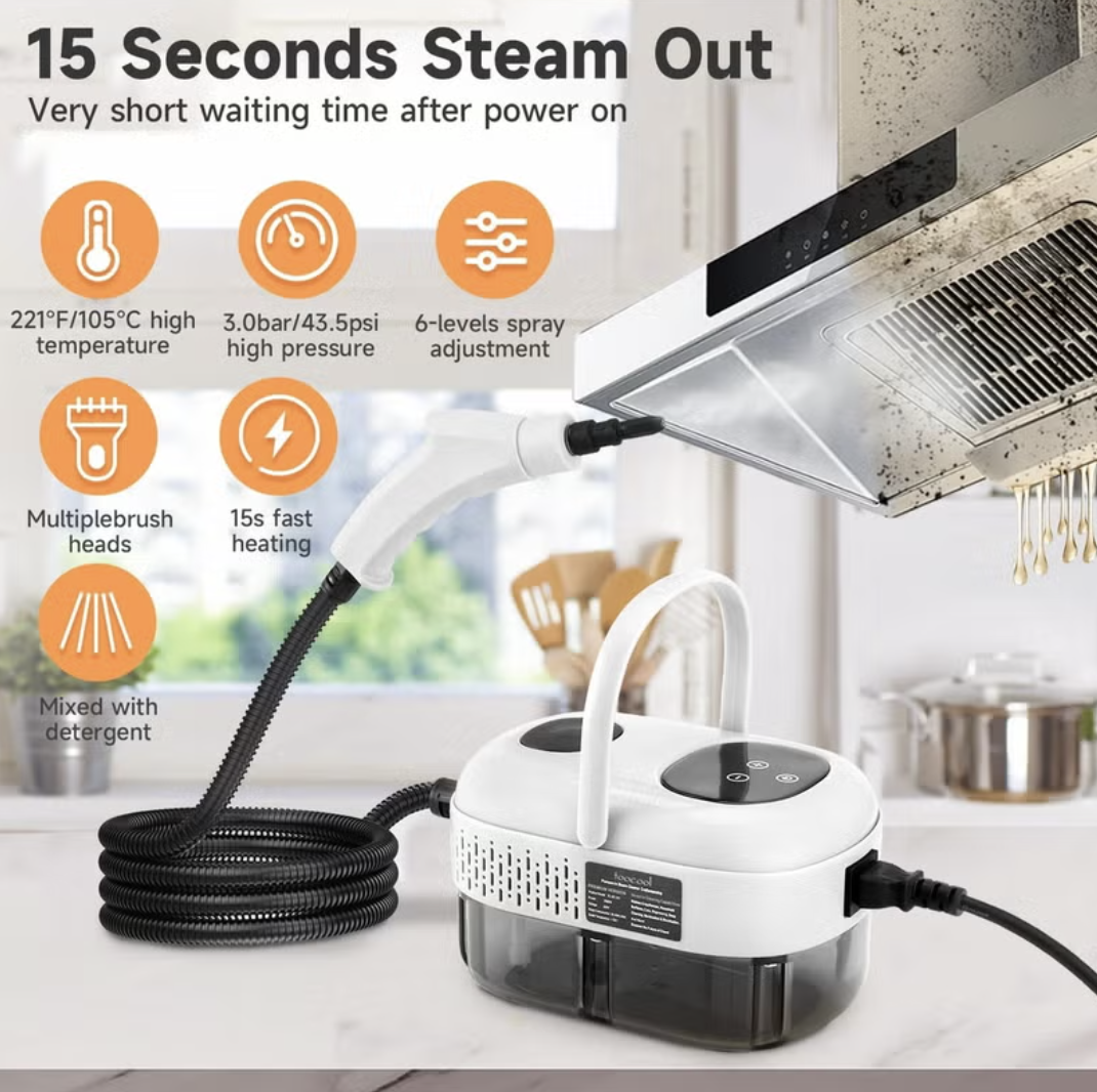 Steam Cleaner, 2500W Pressurized Steamer for Cleaning, Multi-Purpose Steamer for Home, Handheld Steam Cleaner, 15s Fast mobile detail 1
