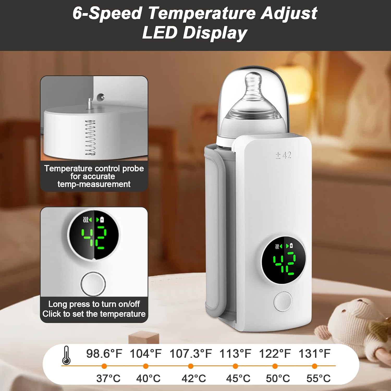 Portable Bottle Warmer for Travel, Travel Bottle Warmer, Fast Heating (13-24 Minutes), Rechargeable Milk Warmer mobile detail 1