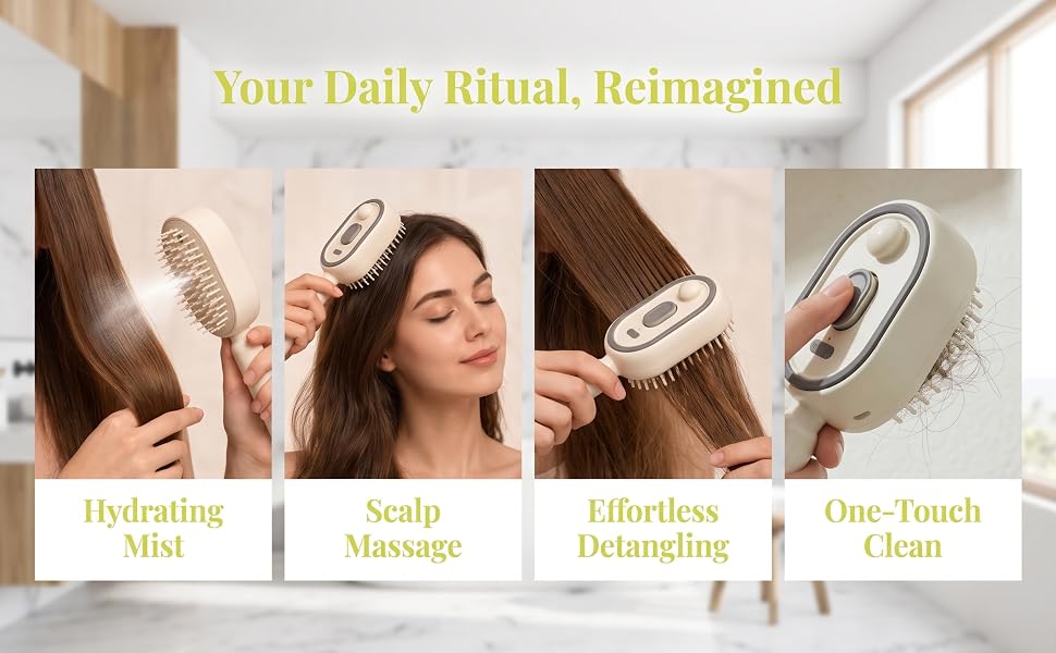 Electric Spray Air Cushion Massage Comb, Anti-Frizz Misting Hair Brush, 5-in-1 electric spray hair brush air cushion mobile detail 4