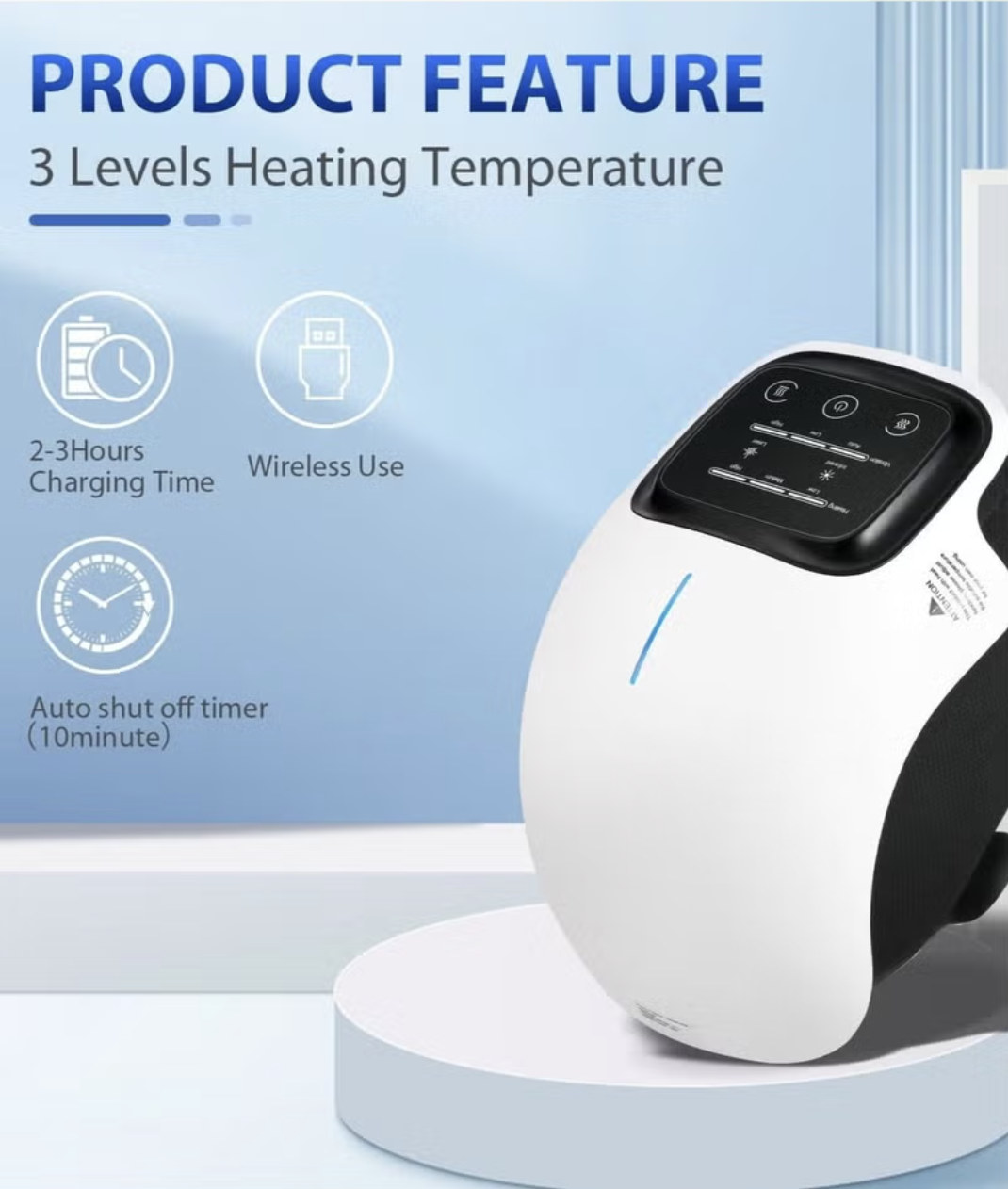 Electric Knee Massager with Heating and Vibration – Rechargeable Portable Knee Massager for Joint Pain, Injury Relief mobile detail 2